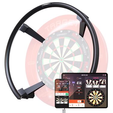Мішень для дартсу TARGET Darts Omni з автоматичним підрахунком очок та світлодіодним підсвічуванням Мішень для дартсу з камерою для підрахунку очок, магнітною системою підсвічування мішені, об&39ємним кільцевим підсвічуванням