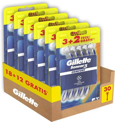 Чоловіча одноразова бритва Gillette Sensor3 Comfort, бритва з стрічкою Lubrastrip, 3 2 бритви