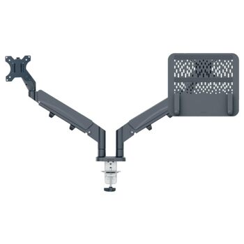 Тримач для монітора та ноутбука, компактний дизайн, сертифікований IGR та TV, кріплення для монітора до 32 та ноутбука до 17, сумісний з VESA 75/100, темно-сірий, 65380089