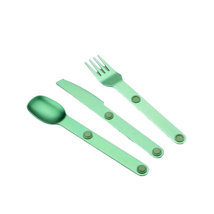 Універсальний набір магнітних столових приборів із 3 предметів кемпінгова ложка, виделка, ніж, портативне дорожнє начиння для пікніка, легкі алюмінієві інструменти для харчування на свіжому повітрі (зелений)