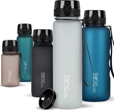 Пляшка для води 720DGREE 1л Sport 'uberBottle softTouch Sieb - Без BPA - Пляшка для води для універі, роботи, фітнесу, велосипеда, активного відпочинку, роботи - спортивна пляшка з тритану - легка, ударостійка, багаторазова (650 мл, світло-сірий - сірий С