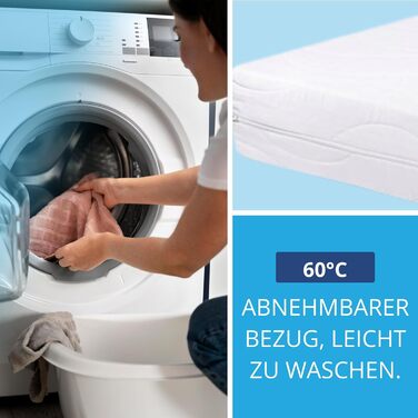 Зонний матрац 140x200 см - Висота 16 см - H2/H3 Масажний матрац - Матрац з піни з ефектом пам&39яті Oeko-TEX та гіпоалергенний Знімний чохол, який можна прати (до 60C) Матраци виготовлені в ЄС Піна з ефектом пам&39яті масажний профіль 16 см 140 x 200 см, 