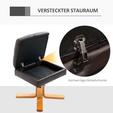 Крісло-реклайнер HOMCOM з підставкою для ніг, місце для зберігання, м&39яке крісло для телевізора з функцією відкидання, поворотне крісло для телевізора на 360 для спальні, вітальні, штучна шкіра, коричневий