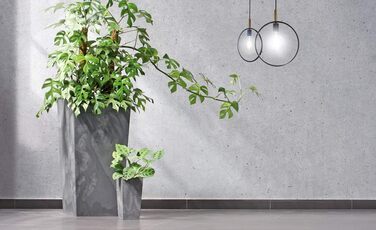 Квітковий горщик Deuba 26 л 50x26,5x26,5 см, імітація бетону, з полицею, для приміщень та вулиці, ящик для квітів, антрацитовий, 26 літрів, антрацитовий