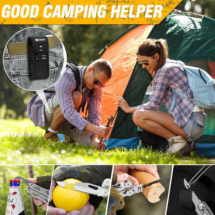 Мультитули, складні плоскогубці Multi Tool з покращеними ножицями та викруткою, нержавіюча сталь з нейлоновим чохлом, ідеально під