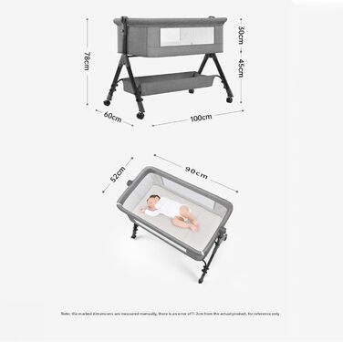 Портативна тумбочка, регульована по висоті, з кошиком для зберігання з москітної сітки, сіро-чорна (хакі)