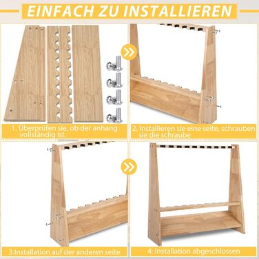 Дерев&39яний тримач для вудок на 10 вудок з кріпильними аксесуарами, 60 x 18 x 58 см, оригінальне дерево, підставка для вудок