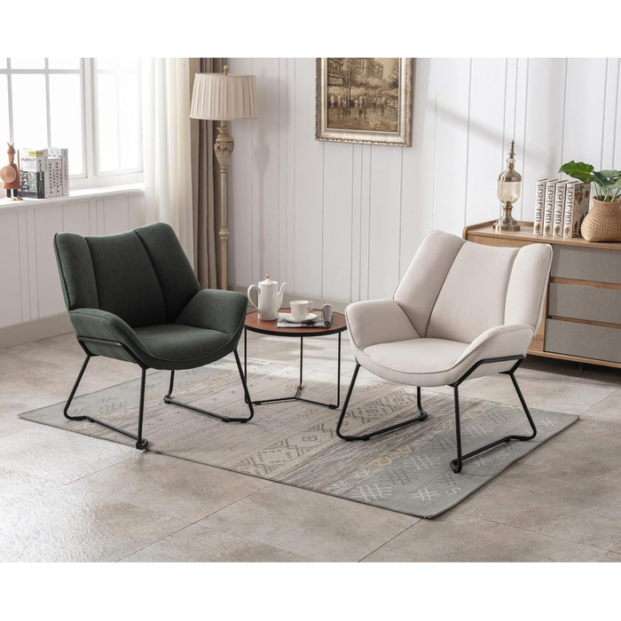 Льняне крісло-гойдалка Chairus для вітальні, балкону, сучасного м&39якого крісла-реклайнера з металевими ніжками (бежевий) Льняний бежевий