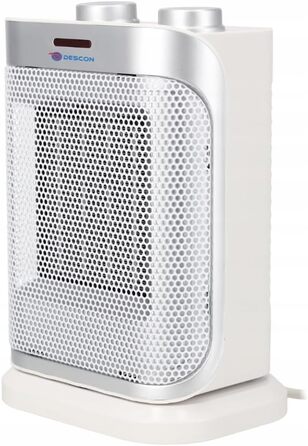 Керамічний вентилятор-обігрівач з коливаннями DESCON 1500 Вт, білий, 3 режими потоку повітря, термостат, захист від перегріву, для зонального обігріву, компактний дизайн
