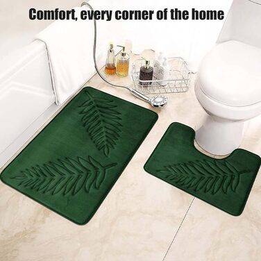 Комплект килимків для ванної кімнати, 3 предмети нековзний килимок для душу, м&39який абсорбуючий килимок для душу, килимок для ванни 40x60 см, килимок для туалету 40x50 см, маленький килимок для ванни 50x80 см (зелений)