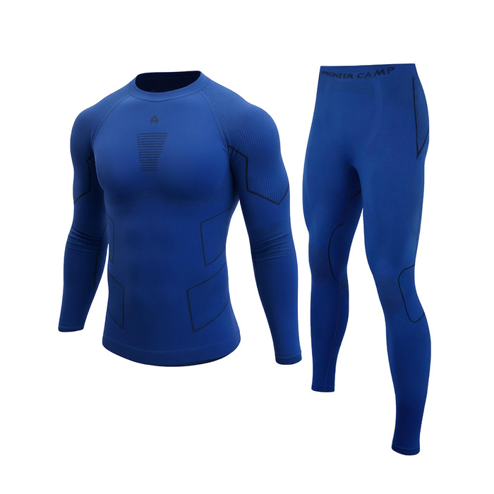 Чоловічий комплект термобілизни Pioneer Camp - дихаючий та теплий матеріал, безшовний, ідеально підходить, функціональна білизна, лижна білизна - підходить для різних видів спорту та дозвілля, темно-синій L