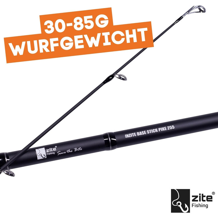 Серія вудок Zite Fishing Inzite Base Stick Спінінгове вудилище для лову окуня, судака, щуки з карбону 24T довжиною 225 см, 255 см та 5-85 г Двосекційне вудилище з ручкою з EVA, гачком та чохлом, вудилище для лову щуки, друге вудилище котушка