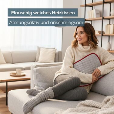 Грілка Beurer Comfort з м&39якого флісу, дихаюча, м&39яка та приємна для шкіри, зроблена в Європі, автоматичне вимкнення, 3 температурні режими, можна прати в пральній машині, 44x33 см. Затишний матеріал у модному кольорі.