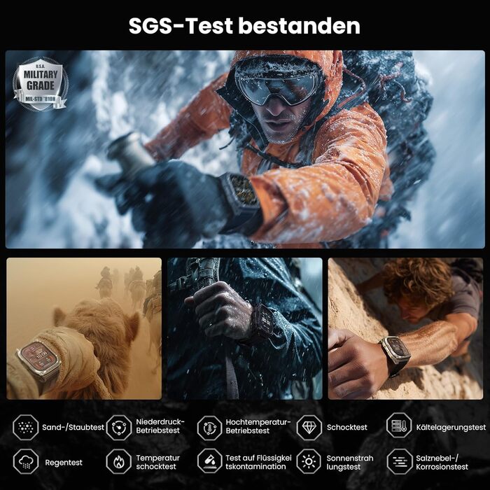 Розумний годинник KOSPET Tank M4 GPS для чоловіків, повністю з нержавіючої сталі, глобальні офлайн-карти та система з 6 супутників, водонепроникність 100 м, 50-денний заряд батареї, дзвінки Bluetooth, цілодобовий моніторинг серцевого ритму/сну, чорний