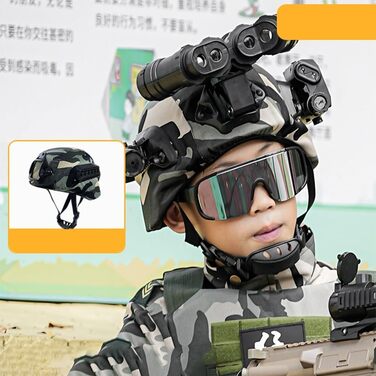 Тактичний шолом для дітей, пейнтбольний бойовий шолом з ліхтариком та чохол для ігор на свіжому повітрі, страйкбол LJ