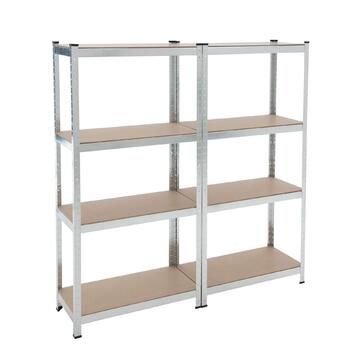 Безболтовий стелаж ESTEXO, стелажі для зберігання, 21 модель на вибір, надміцні стелажі, стелажі для підвалу, стелажі для майстерні, стелажі для робочого столу, гаражні стелажі (оцинковані / 2 шт. 160x80x40см / 640кг) 2 шт. 160x80x40см / 640кг оцинковані