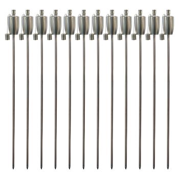 Металеві садові смолоскипи Harbour Housewares - бочка - 12 шт. - 146 см, срібні садові смолоскипи, освітлення, сучасне зовнішнє освітлення, парафінова лампа, ліхтар зі свічкою для вечірок, подій