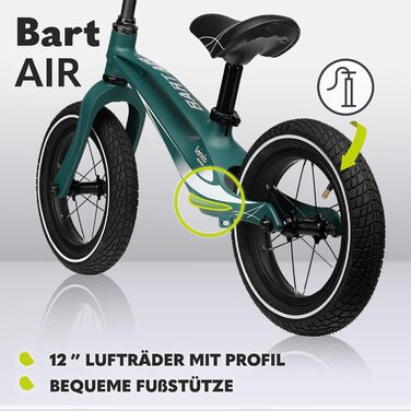 Велосипед-балансир Lionelo Bart Air від 2 років до 30 кг, магнієва рама, 12-дюймові колеса, регульовані по висоті кермо і сідло, ф