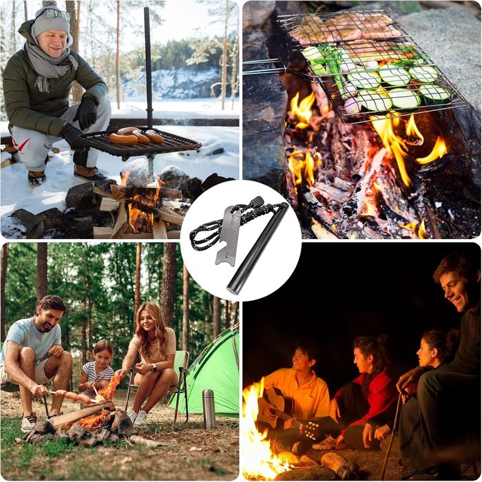 Кресало Newaner XXL Вогнепал з креміню та магнію з паракордом, сталевий скребок з відкривачкою для пляшок та мірною шкалою. Ідеально підходить для кемпінгу, активного відпочинку та виживання (1 комплект)