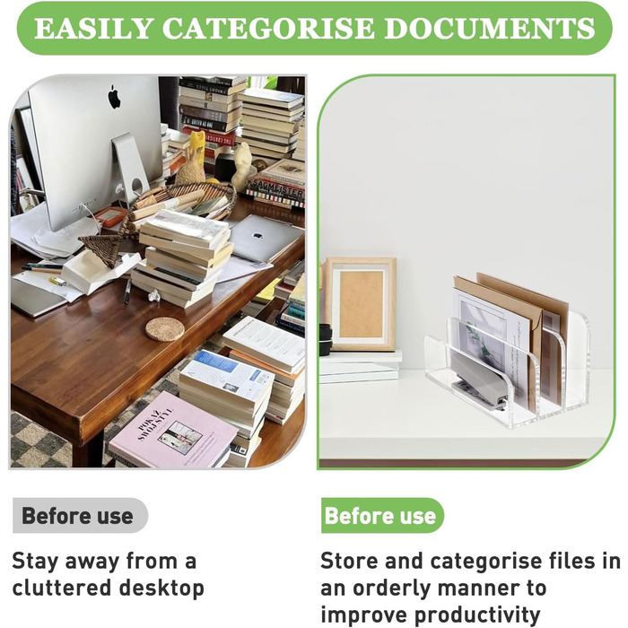 Акриловий тримач для листів з 3 відділеннями Настільний органайзер для листів Прозорий органайзер для пошти Лоток для листів пропонує більше місця для зберігання Елегантний лоток для документів