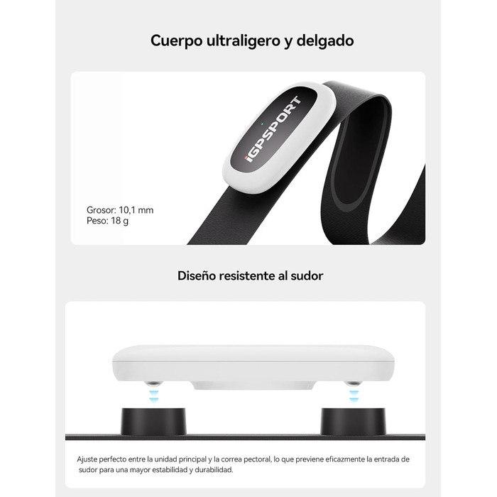 Пульсометр iGPSPORT HR50, Bluetooth та ANT з нагрудним ременем для бігу, їзди на велосипеді, тренажерного залу, сумісний з Garmin Polar Wahoo - чорний