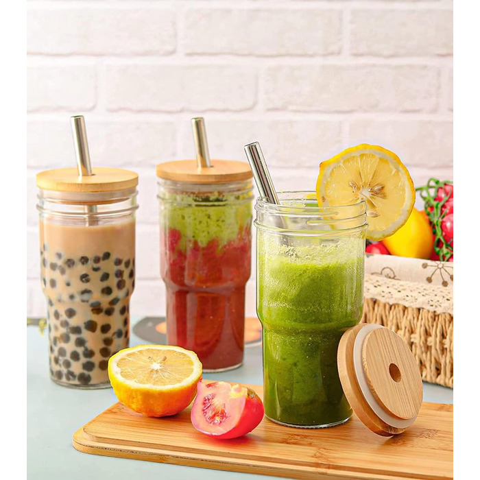 Чашки для бульбашкового чаю ALINK 2 упаковки 650 мл, багаторазова чашка для смузі, дорожня пляшка Boba Cup, окуляри Highball, скля