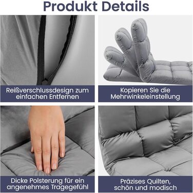 Розкладне крісло для підлоги, диван-лінивець з регульованою спинкою, крісло-реклайнер, складна поверхня для сидіння та лежання, розкладне крісло для підлоги, диван-лінивець, крісло-реклайнер для вітальні, офісу, для медитації (сірий)