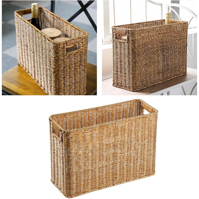 Багатофункціональний кошик для журналів Baoblaze з ротанга, що нагадує кошик, для вітальні, світло-коричневий