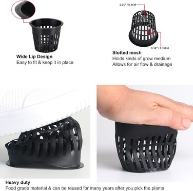 Дюймові (8 см) сітчасті горщики Гідропонічний сітчастий горщик з 12-футовим гнітом із самополивом і 12 шт. етикетками для рослин Гідропонний стакан Сітчастий горщик Овочева орхідея Аквапоніка Kratky Hydroponics, 12 шт., 3-