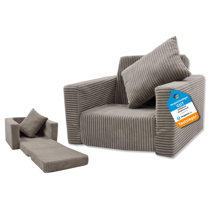 Розкладне дитяче крісло Odolplusz Дитячий диван, міні-крісло, дитяче крісло, затишне крісло Дитячі меблі для дитячих кімнат (Бежевий вельвет)