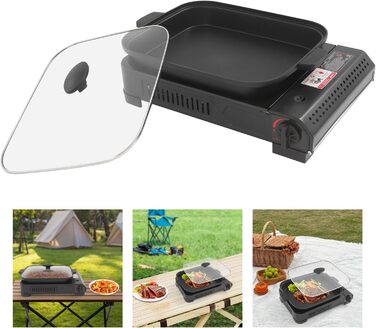 Кемпінгова плита та газовий гриль 2-в-1, газовий гриль-сковорода, кемпінгова плита для кемпінгу, гриль для барбекю, портативний настільний газовий гриль, гриль для барбекю на бутані