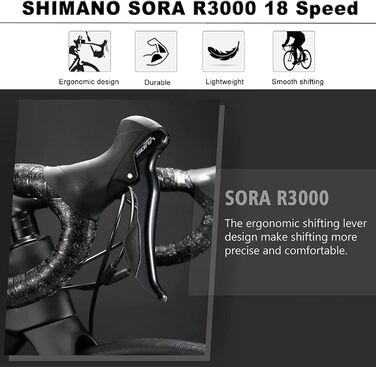 Шосейний велосипед KABON Carbon Gravel, рама T800 з вуглецевого волокна 700C з 18 передачами, інтегроване кермо, дискові гальма для чоловіків/жінок, колір Chameleon Blue 56 см