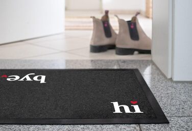 Килимок для дверей MoonWorks Hi Bye Welcome із кумедним написом, нековзний та миється, чорний, 60x40 см Welcome Hi Bye Black