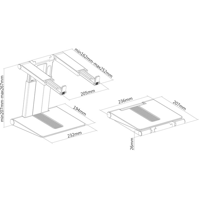Підставка для ноутбука Newstar NSLS200, 10-16, до 5 кг, сріблясто-чорна, 9287917000