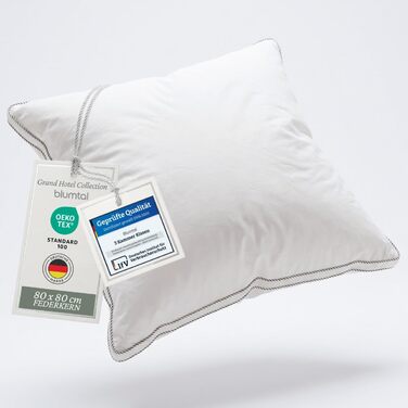 Пухова подушка Blumtal 80 x 80 см з 3-камерним наповнювачем - сертифікована Oeko-TEX. Подушка 80x80 з пір&39яним наповнювачем - Ультрапідтримуюча пружинна серцевина м&39які зовнішні камери HCS - Подушка чохол 100 бавовна, білий колір 80x80 см 1