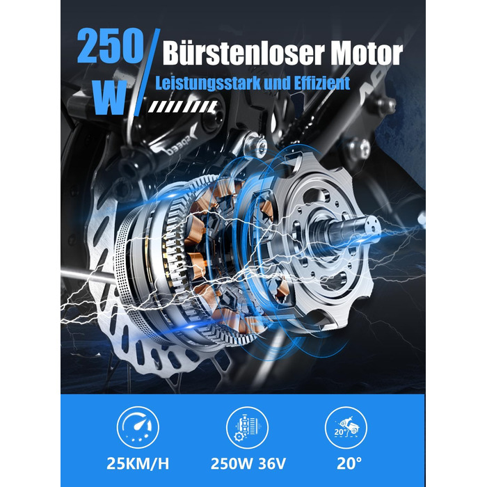 Складний велосипед KAISDA E Bike 20 дюймів 250 Вт 36V 13Ah з кошиком