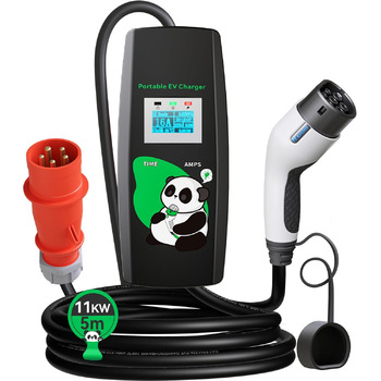 Зарядний кабель KHONS тип 2 з вилкою CEE 5 метрів 6-16А 3 фази 11кВт IP65 Мобільна зарядна станція для настінних коробок за станда