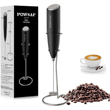 Піноутворювач для молока POWSAF, електричний піноутворювач для молока з підставкою, паличка для піноутворення молока, 13000 об/хв,