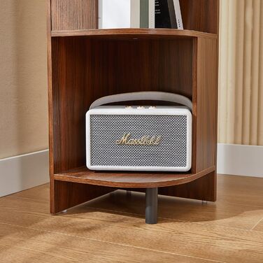 Вінтажна книжкова полиця, книжкова полиця, окремостояча книжкова полиця з 5 полицями, книжкова шафа, кутова полиця, дерев&39яна книжкова полиця, полиця для вітальні, спальні, домашнього офісу, 28,5x28,5x173 см (Ш)