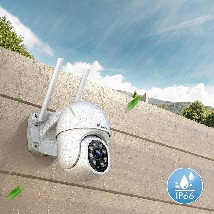 Камера безпеки, Wi-Fi зовнішня IP-камера 1080p Виявлення людини Автоматичне відстеження 355 Нахил 90 Двонаправлене аудіо Водонепроникний IP66 Підтримка P2P Слот