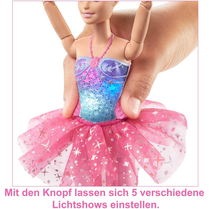 Лялька-балерина Barbie Dreamtopia Magic Light, з рожевою пачкою і світлим волоссям, 5 світлових і звукових ефектів, рухома Barbie,