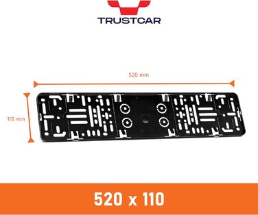 Тримач номерного знака TRUSTCAR Frameless 2 Pack - універсальний тримач номерного знака для автомобіля - сумісний з будь-яким номерним знаком, затвердженим ЄС - включаючи аксесуари для кріплення - 520 мм x 110 мм - чорний 2 шт. и