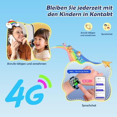 Дитячий смарт-годинник зі слотом для SIM-картки та підтримкою 4G, LBSWiFiGPS-трекер, ліхтарик, екстрений виклик SOS, шкільний режим, телефонний дзвінок, голосовий чат, IP67, дитячий годинник для хлопчиків та дівчаток 5-12 років, синій
