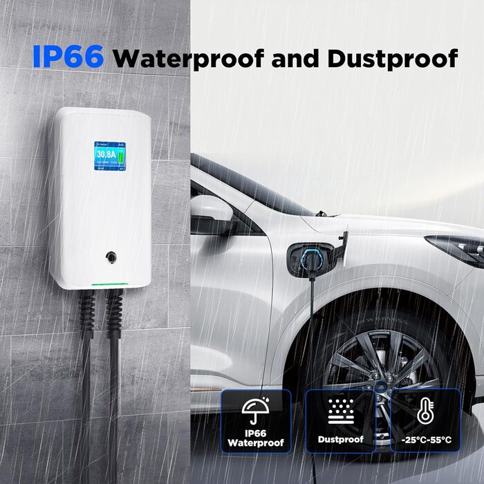 Зарядний пристрій Morec ev тип 2 7кВт 32А однофазний з APP підтримує Bluetooth і WiFi з'єднання ev зарядна станція IEC 62196-2 ста