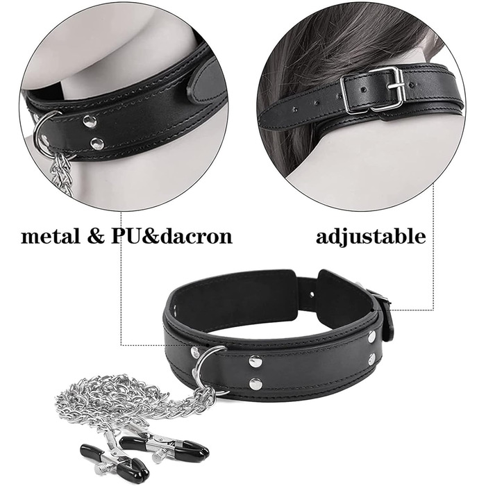 Набір BDSMYEE для стимуляції грудей та клітора, регульовані магнітні кліпси для сосків з шкіряною ланцюжковою підвіскою