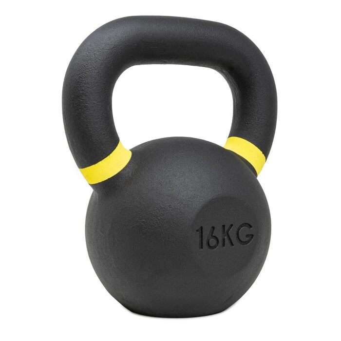 Гіря Strength Shop із чавуну з ергономічною ручкою (4-64 кг), надміцна та довговічна, з кольоровим маркуванням ваги та чорним порошковим покриттям, для тренування всього тіла, 16 кг
