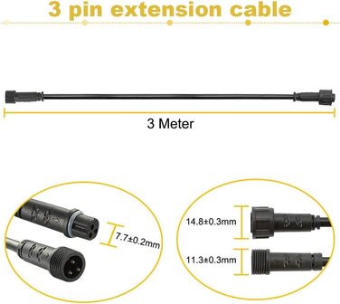 Подовжувачів 3M для світлодіодних ліхтарів RGB, водонепроникний IP67 (5 шт., 3 м, 3 контакти), 5
