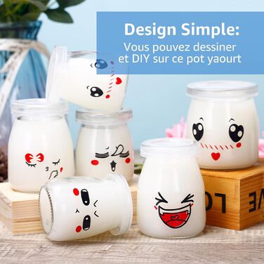 Банки для йогурту з кришками 150 мл, десертні банки з кришкою, йогуртові горщики з кришками для йогурту, десерту, пудингу, молока, варення, 36 шт.