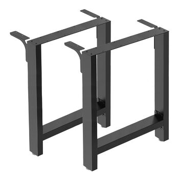 Сталеві ніжки для столу Wiltec, комплект з 2 шт., квадратні труби 60x72 см, чорне порошкове покриття, доріжки для столу, каркас столу, основа столу