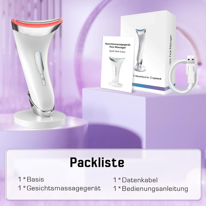 Масажер для обличчя для обличчя пристрій для масажу зморшок Пристрій для підтяжки обличчя EMS Face Massager - проти зморшок з 3 світлодіодними режимами Масаж обличчя - 45 Тепловий масажер для підтяжки шкіри для жінок Чоловіки